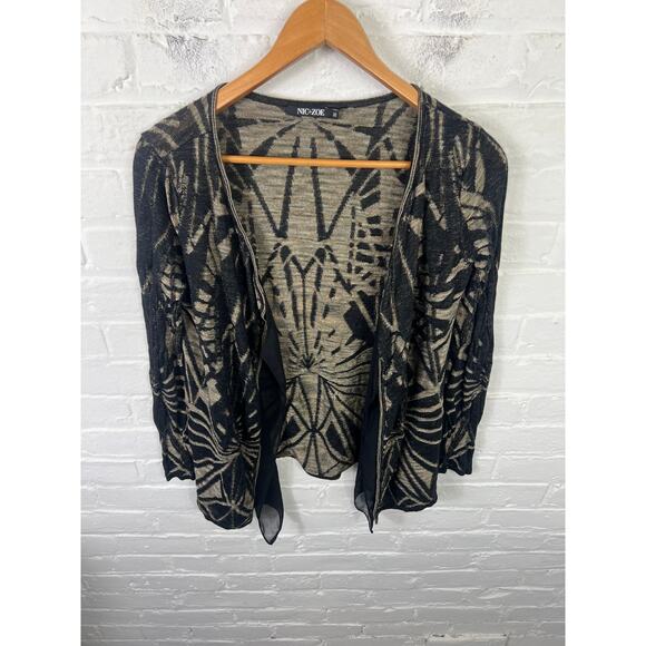 Nic + Zoe Women's Open Front Cardigan Sweater Long Sleeve Black Size Medium - Picture 1 of 5